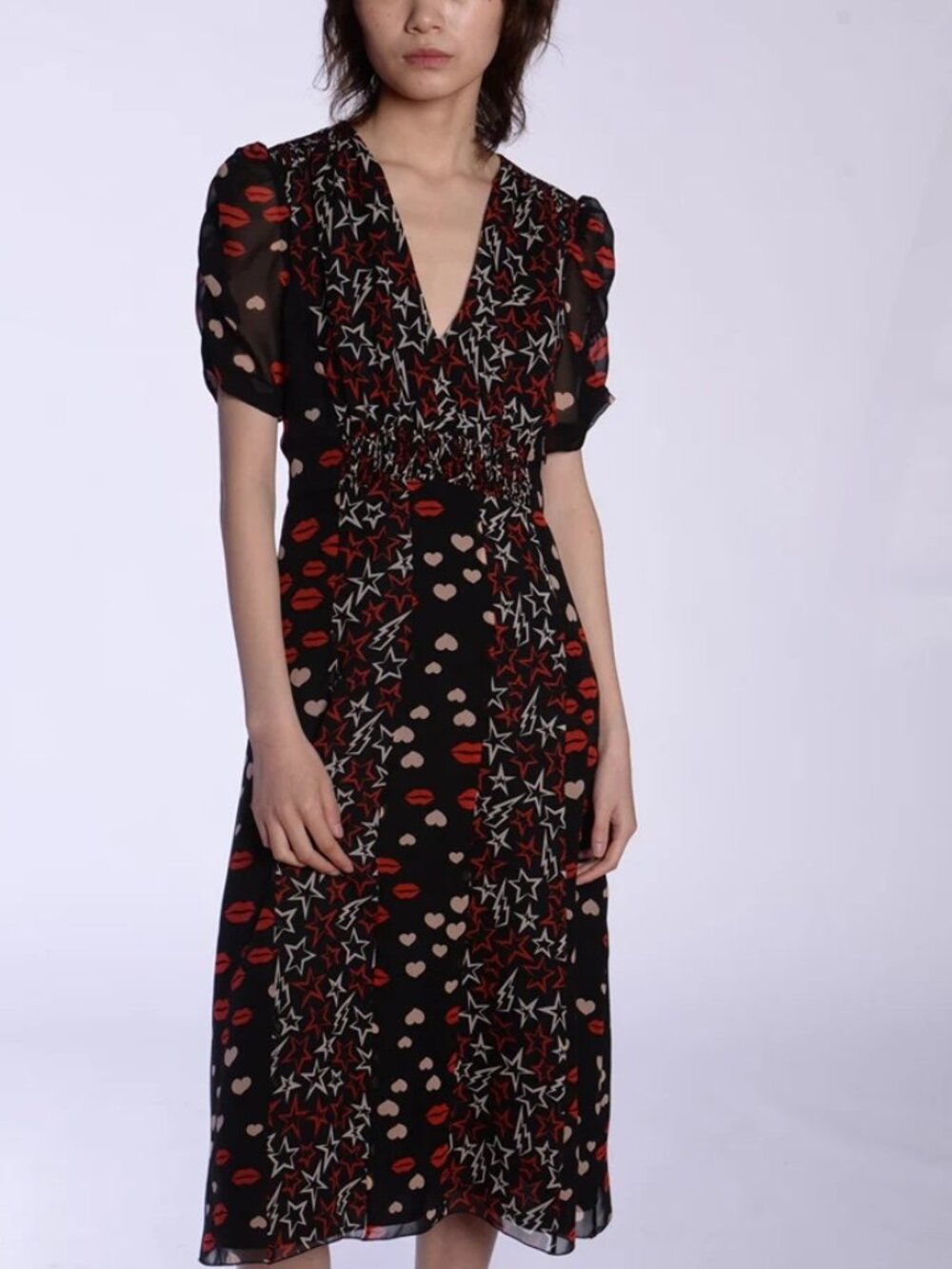 Anna Sui Sweetheart's Kiss Chiffon Dress NWT Sizes 8 10 12